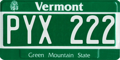 VT license plate PYX222