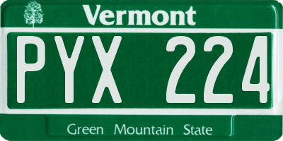VT license plate PYX224