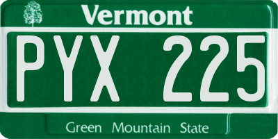 VT license plate PYX225