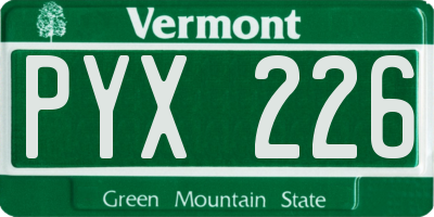 VT license plate PYX226