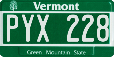 VT license plate PYX228