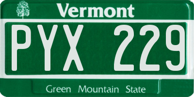 VT license plate PYX229