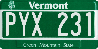 VT license plate PYX231