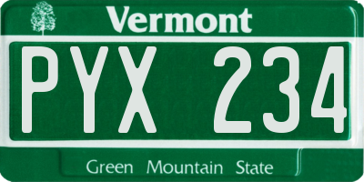 VT license plate PYX234