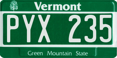 VT license plate PYX235