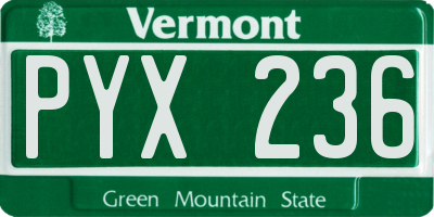 VT license plate PYX236