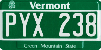 VT license plate PYX238