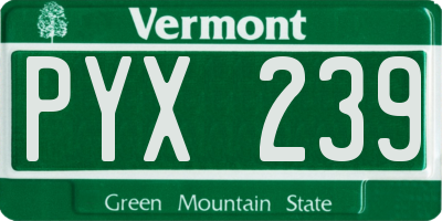 VT license plate PYX239