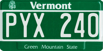 VT license plate PYX240