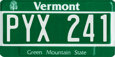 VT license plate PYX241