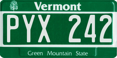 VT license plate PYX242