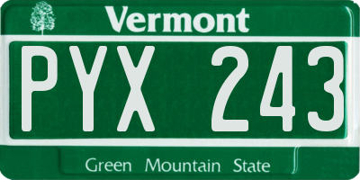 VT license plate PYX243