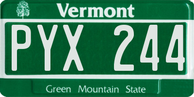 VT license plate PYX244