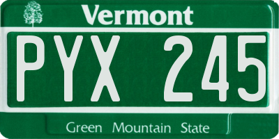 VT license plate PYX245