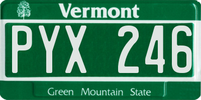 VT license plate PYX246