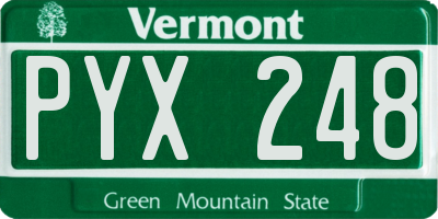 VT license plate PYX248