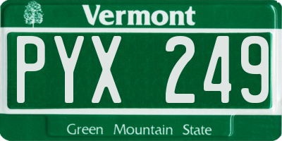 VT license plate PYX249