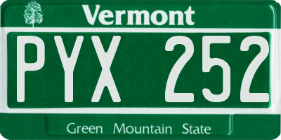 VT license plate PYX252