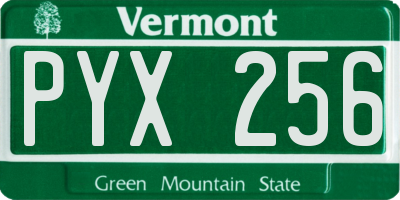 VT license plate PYX256