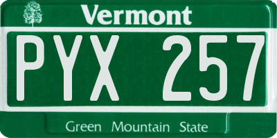 VT license plate PYX257