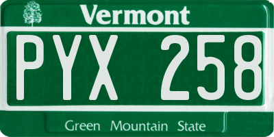 VT license plate PYX258