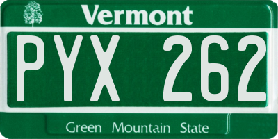 VT license plate PYX262