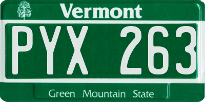 VT license plate PYX263