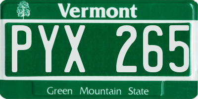 VT license plate PYX265
