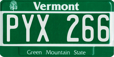 VT license plate PYX266