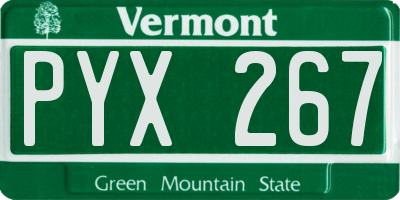 VT license plate PYX267