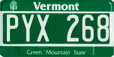 VT license plate PYX268