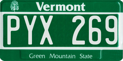 VT license plate PYX269