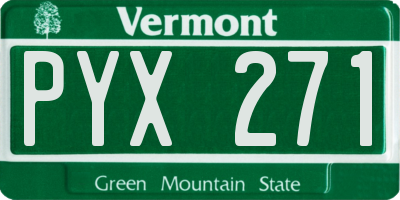 VT license plate PYX271