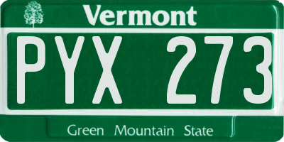 VT license plate PYX273