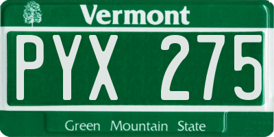 VT license plate PYX275