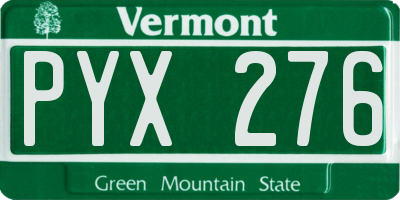 VT license plate PYX276