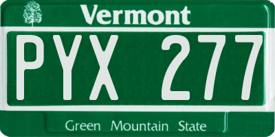VT license plate PYX277