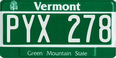 VT license plate PYX278