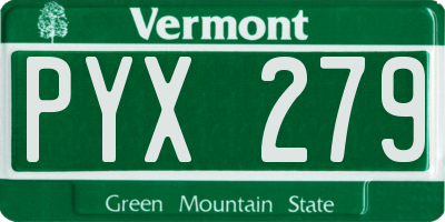 VT license plate PYX279