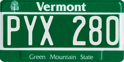 VT license plate PYX280