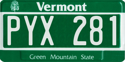 VT license plate PYX281