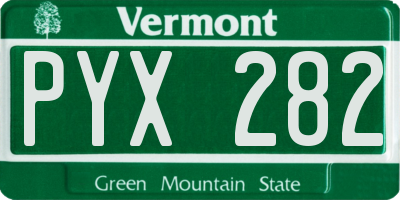 VT license plate PYX282