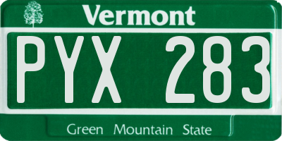 VT license plate PYX283