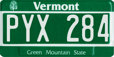 VT license plate PYX284