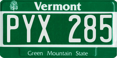 VT license plate PYX285