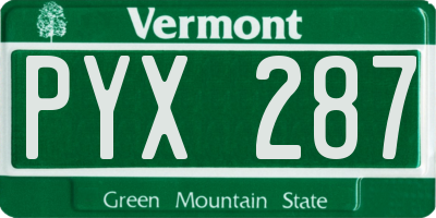 VT license plate PYX287