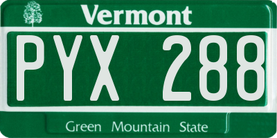 VT license plate PYX288