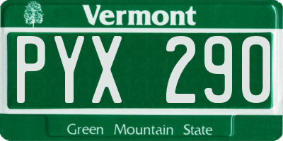 VT license plate PYX290