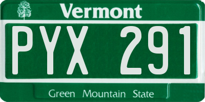 VT license plate PYX291