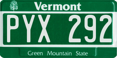 VT license plate PYX292